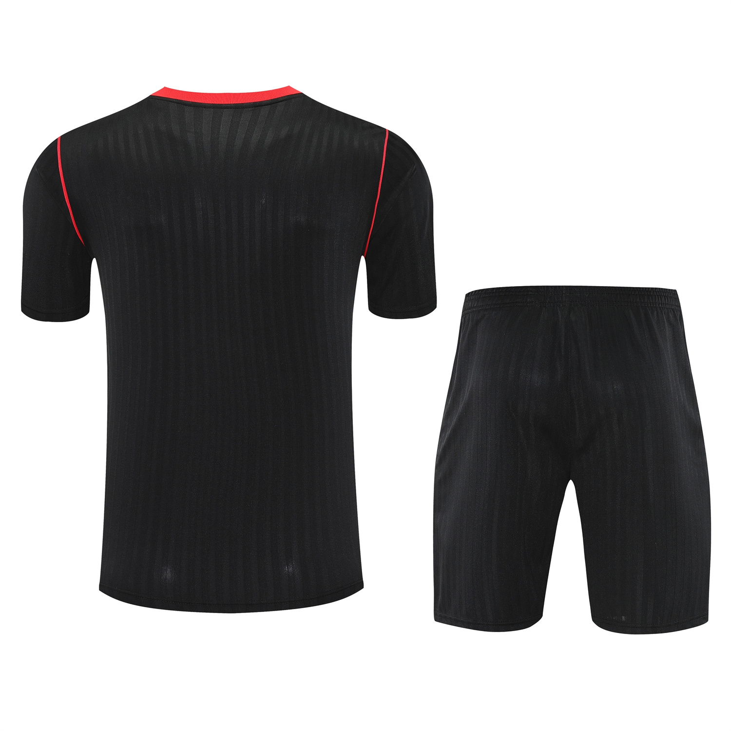 TKH-turbokithub-Manchester United 25-26 Short-Sleeve Training Set - Red Lines Black Top & Black Shorts