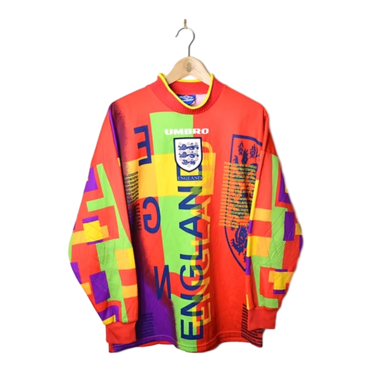 TKH-turbokithub-Retro England 1996 Red Goalkeeper Long Sleeve Jersey