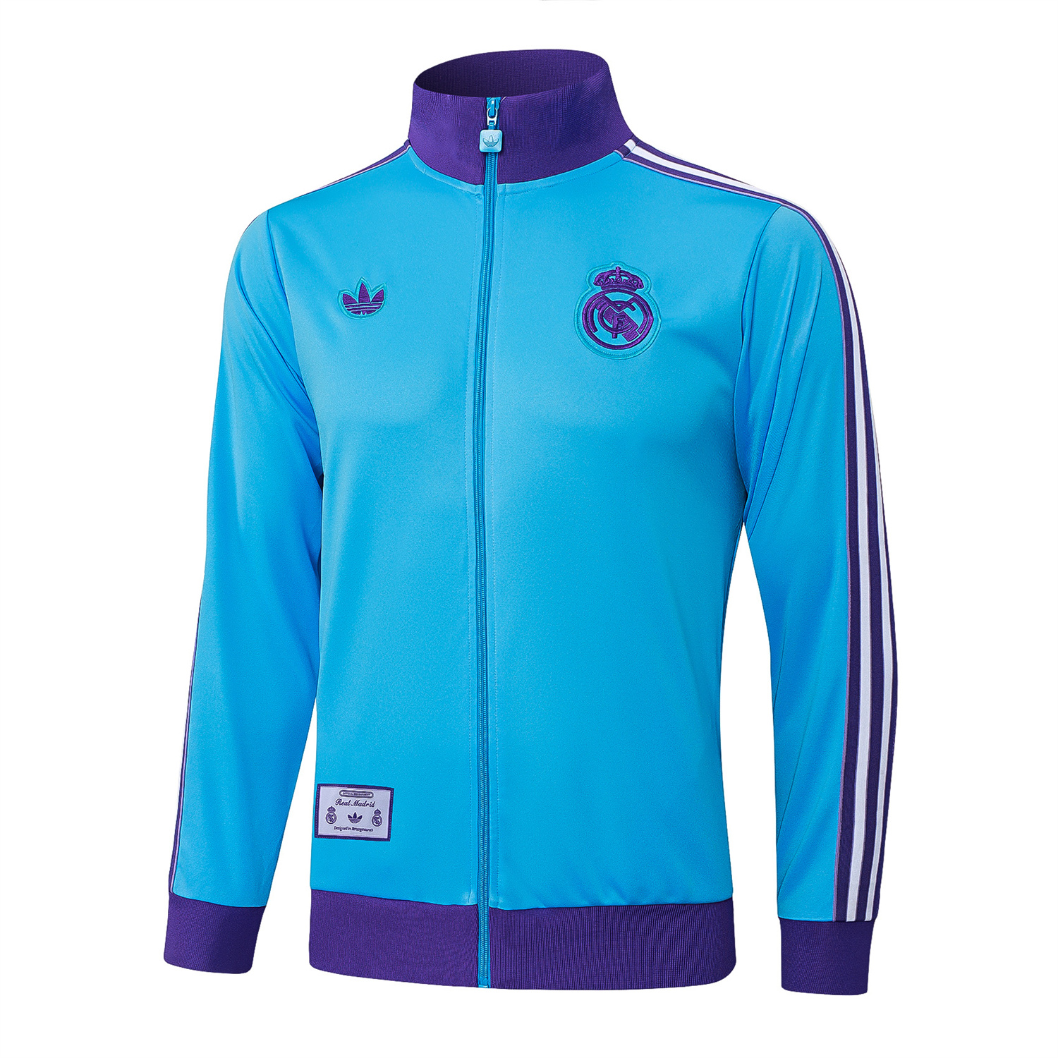 TKH-turbokithub-Real Madrid 25-26 Throwback Trefoil Jacket Training Tracksuit - Blue Jackets & Purple Pants