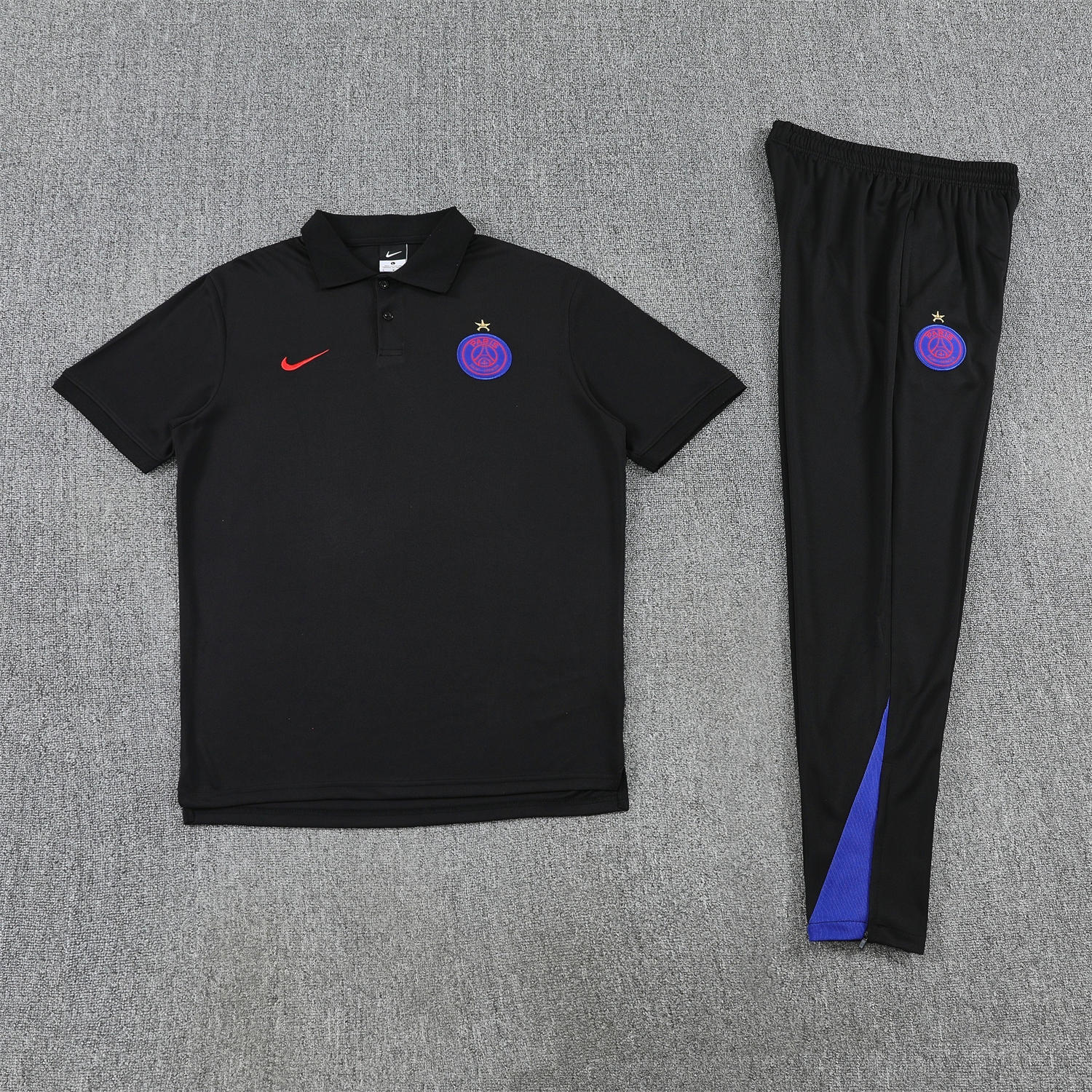 TKH-turbokithub-Paris Saint-Germain PSG 25-26 POLO Short-Sleeve Training Set - Black Top and Pants