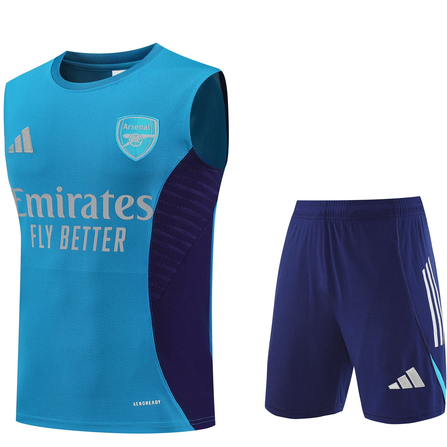 TKH-turbokithub-Arsenal 25-26 Vest Training Set - Light Blue Top & Royal Blue Shorts
