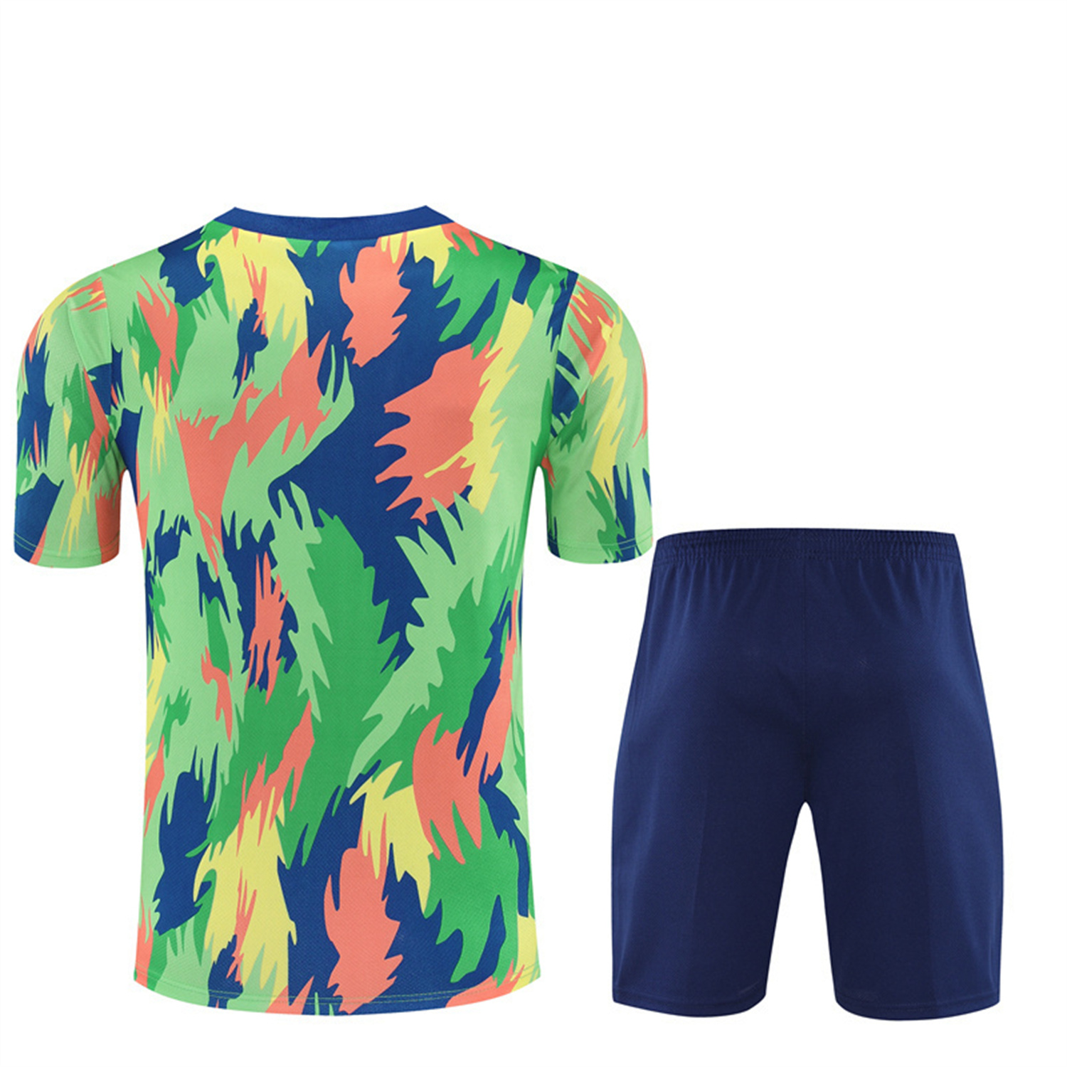 TKH-turbokithub-Brazil 25-26 Short-Sleeve Training Set - Blue Green Camouflage Top & Blue Shorts