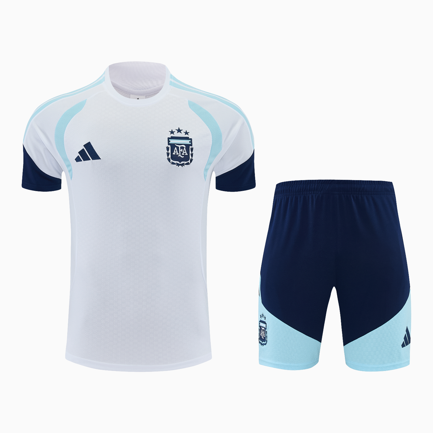 TKH-turbokithub-Argentina 2026 Short-Sleeve Training Set - White Top and Dark Blue Shorts