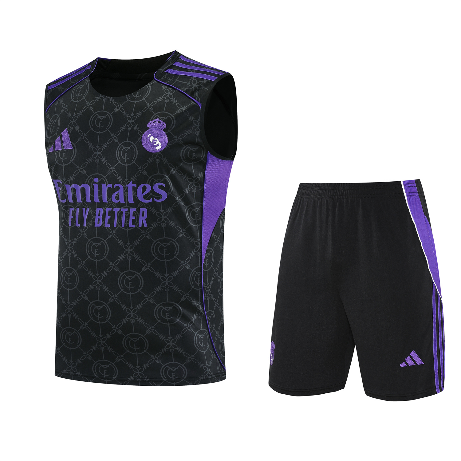 TKH-turbokithub-Real Madrid 25-26 Vest Training Set - Blue Edge Black Vest & Black Shorts