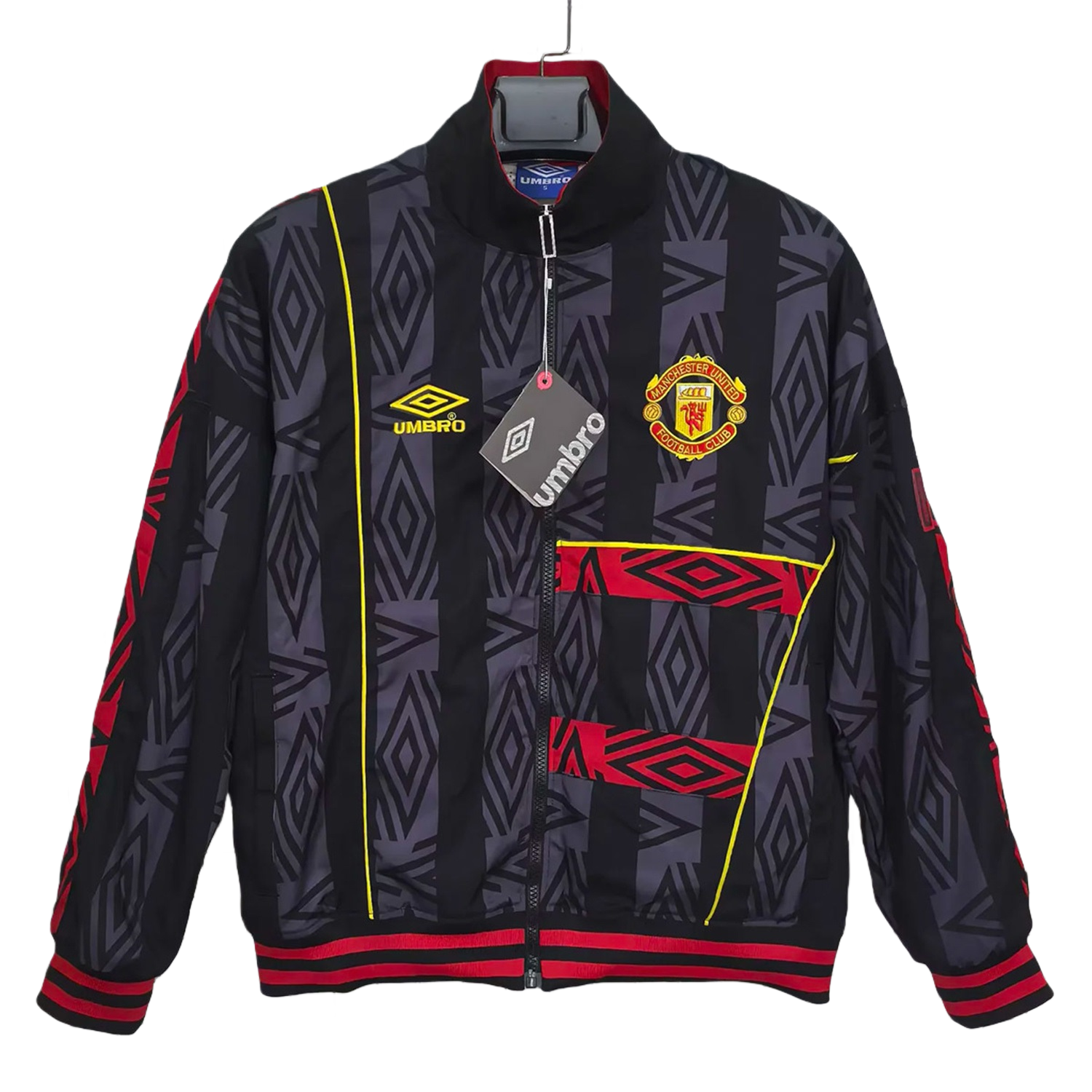 TKH-turbokithub-Retro Manchester United 1993-95 Black Windbreaker Jacket