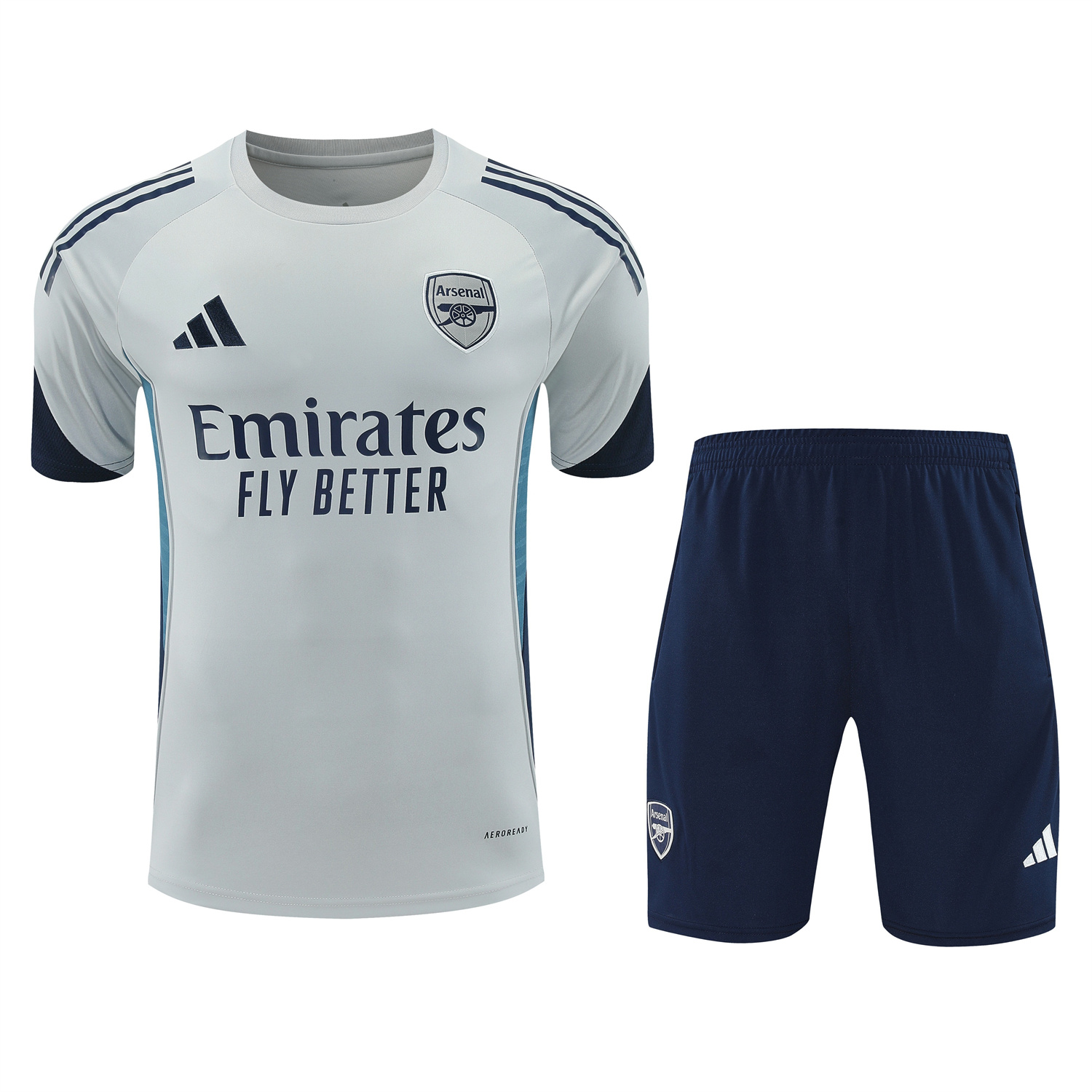 TKH-turbokithub-Arsenal 25-26 Short-Sleeve Training Set - Grey Top & Deep Blue Shorts