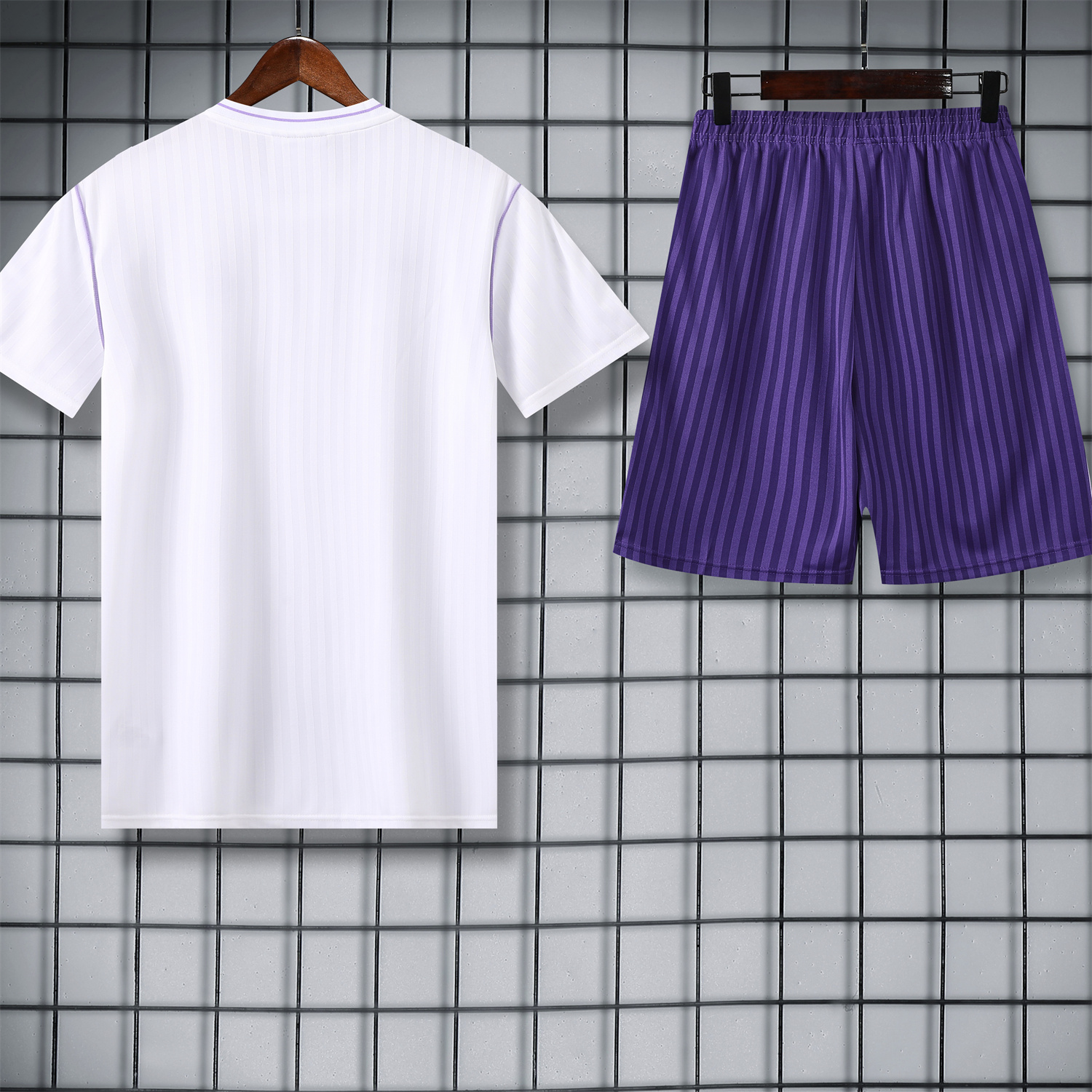 TKH-turbokithub-Real Madrid 25-26 Short-Sleeve Training Set - Purple And White Top & Purple Shorts