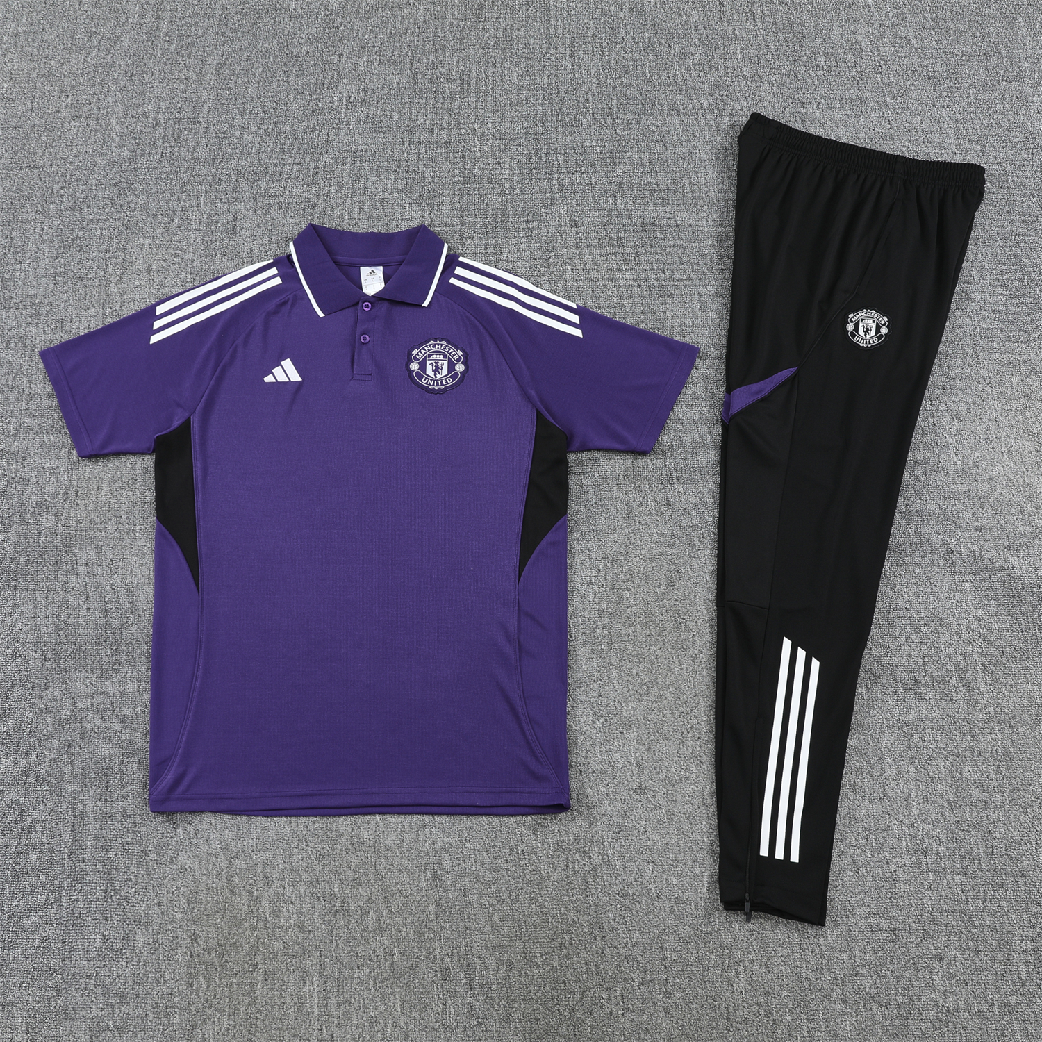 TKH-turbokithub-Manchester United 25-26 POLO Short-Sleeve Training Set - Purple Top and Black Pants