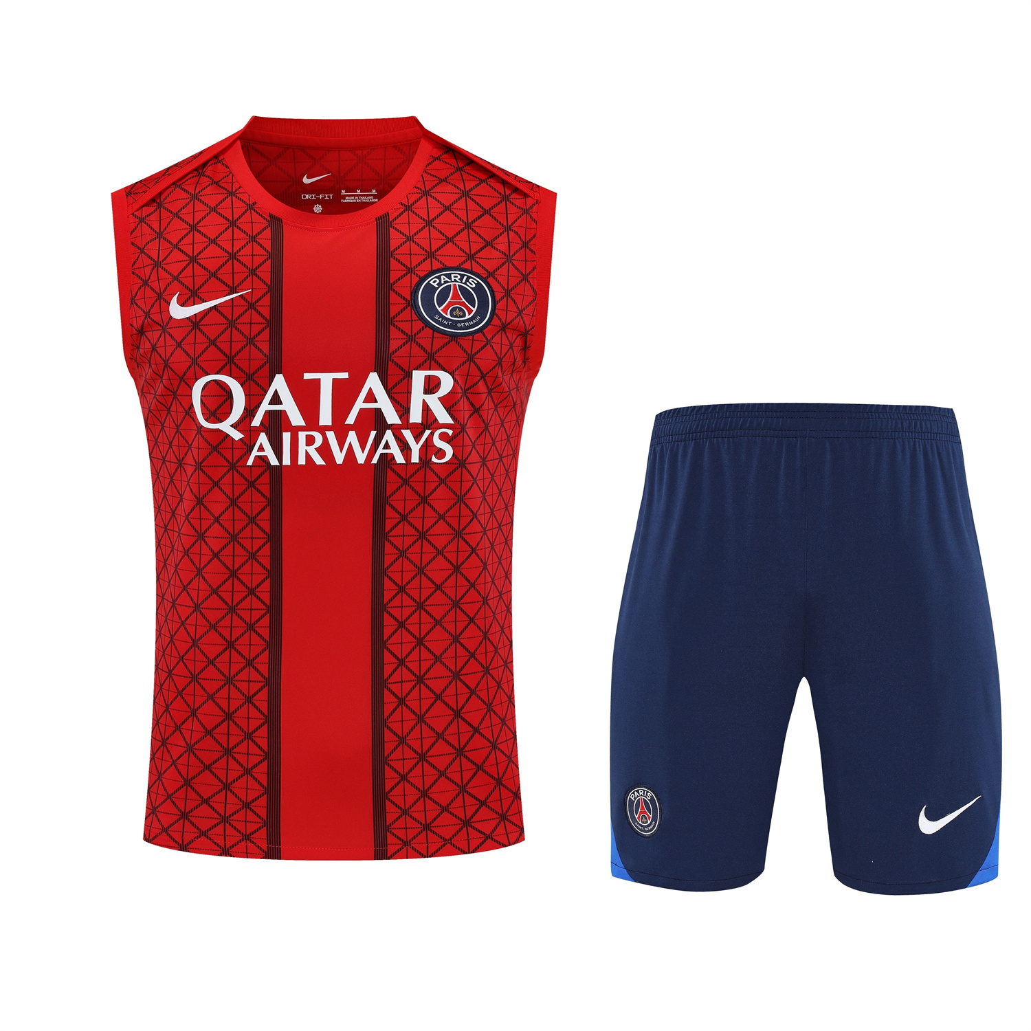 TKH-turbokithub-Paris Saint-Germain PSG 25-26 Vest Training Set - Red Vest & Deep Blue Shorts