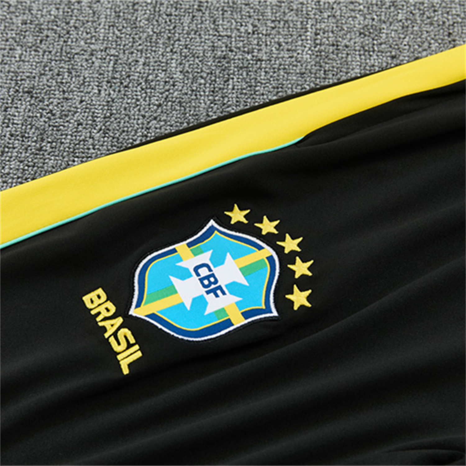 TKH-turbokithub-Brazil X JD 2026 Kids Long Sleeves Training Set - Black Top And Black Yellow Pants