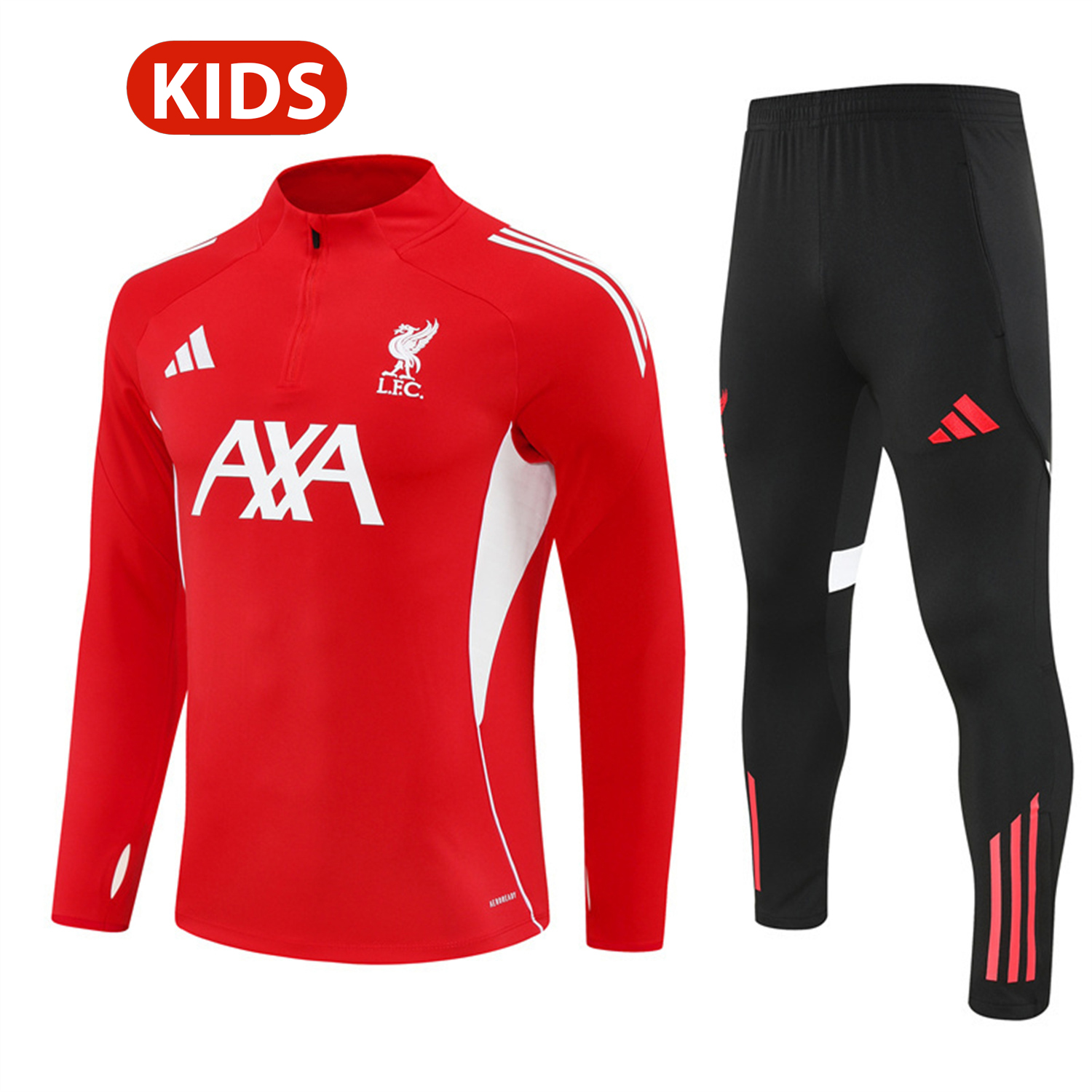 TKH-turbokithub-Liver.pool 25-26 Kids Long Sleeve Training Set - Red Top & Black Pants