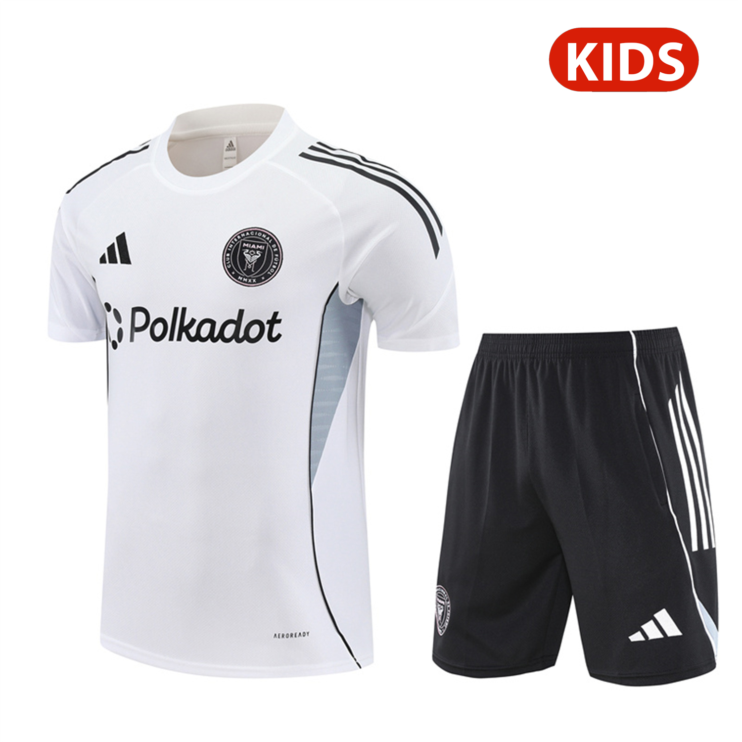 TKH-turbokithub-INT M.A.M 25-26 Kids Short-Sleeve Training Set - White Top and Black Shorts