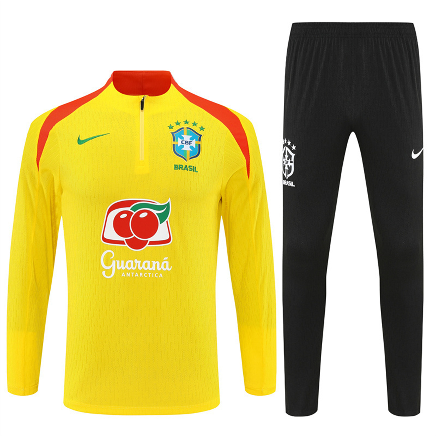 TKH-turbokithub-Brazil 25-26 Long Sleeve Training Set - Player Version - Yellow Top and Black Pants