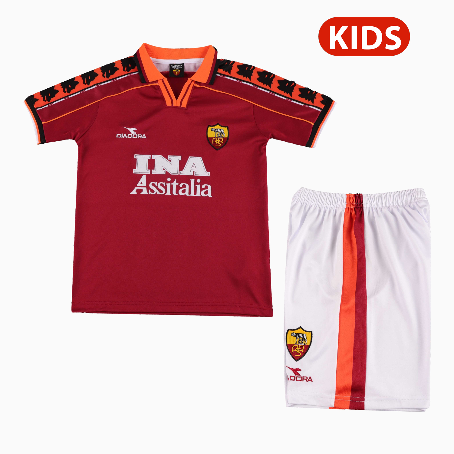 TKH-turbokithub-Retro Roma 1998-99 Home Kids Kit
