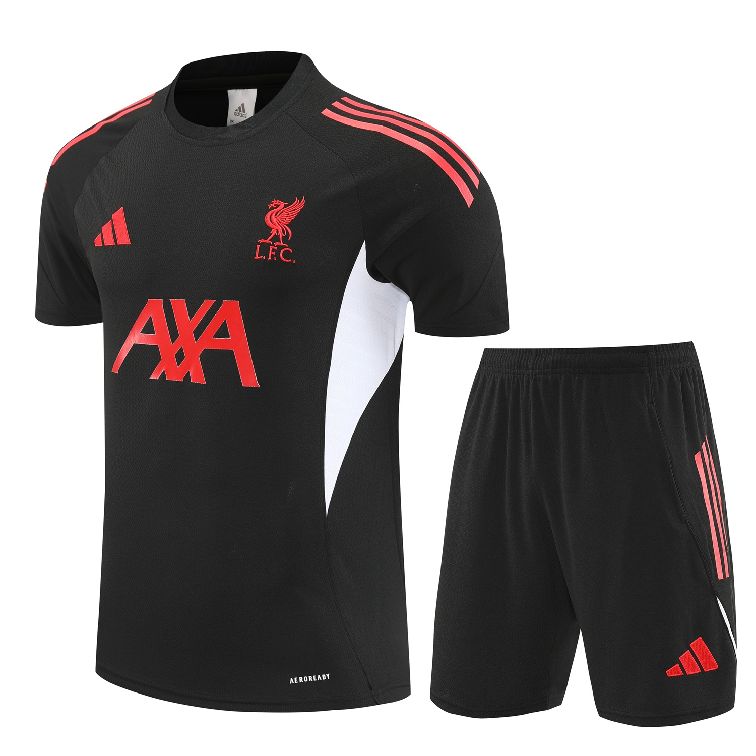 TKH-turbokithub-Liver.pool 25-26 Short-Sleeve Training Set - Black With Red Top & Black Shorts