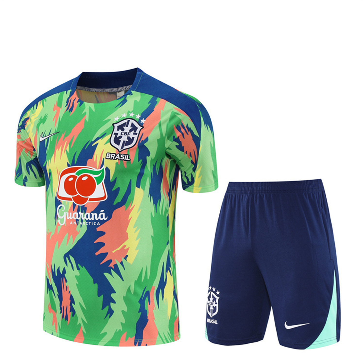 TKH-turbokithub-Brazil 25-26 Short-Sleeve Training Set - Blue Green Camouflage Top & Blue Shorts