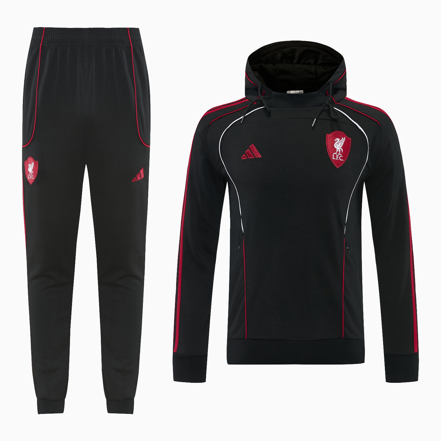 TKH-turbokithub-Liver.pool 25-26 Hooded Windbreaker Training Set - Black Top & Black Pants