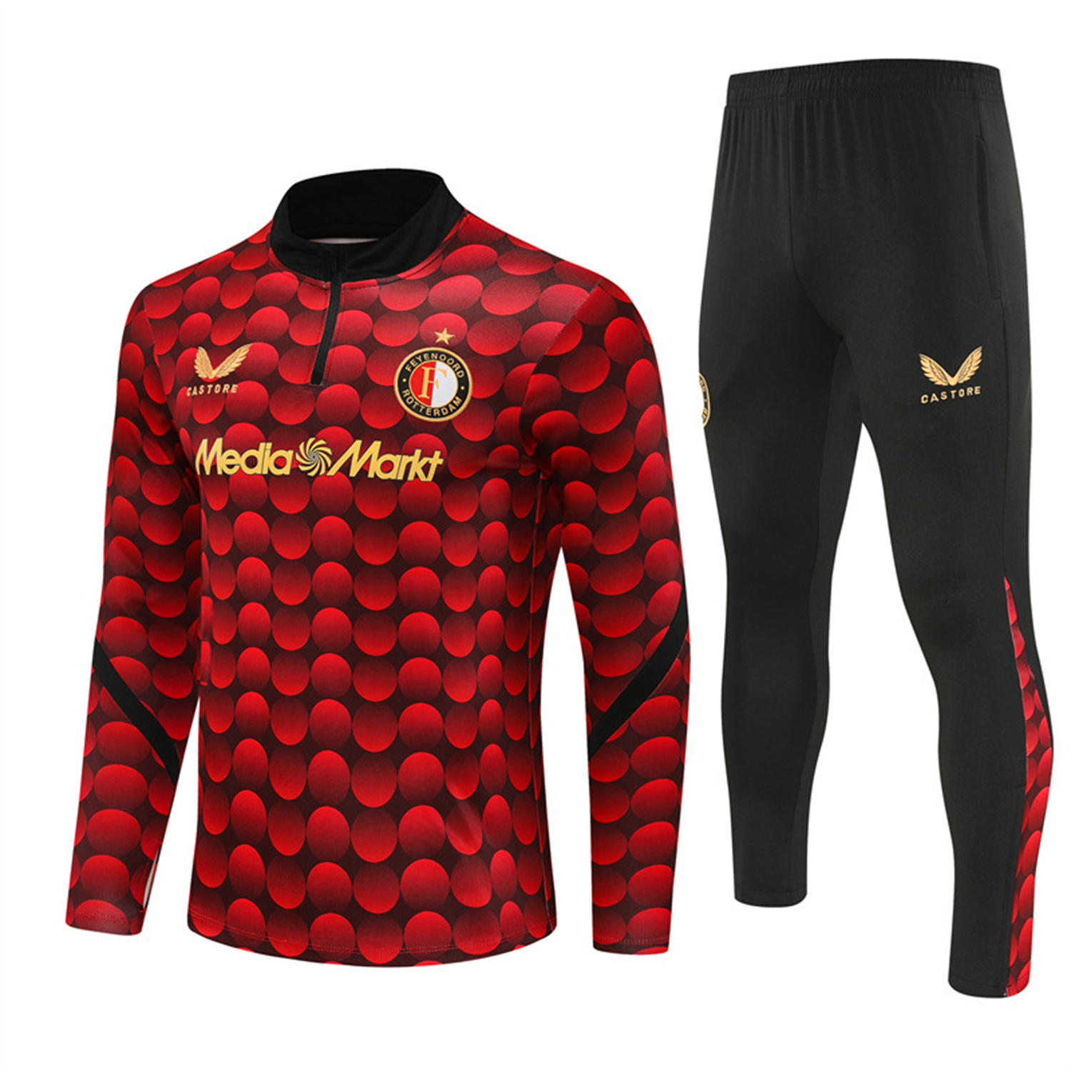 TKH-turbokithub-Feyenoord 25-26 Long Sleeve Training Set - Red Top & Black Pants