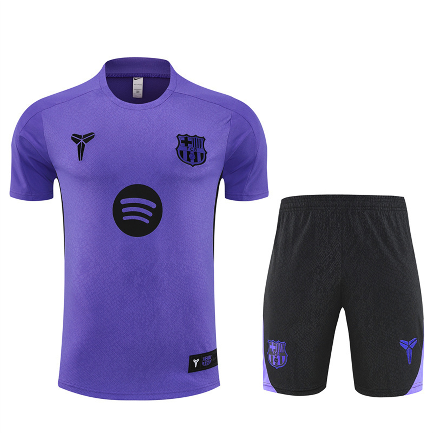 TKH-turbokithub-Barcelona 25-26 X KB Kids Short-Sleeve Training Set - Purple Top & Black Shorts