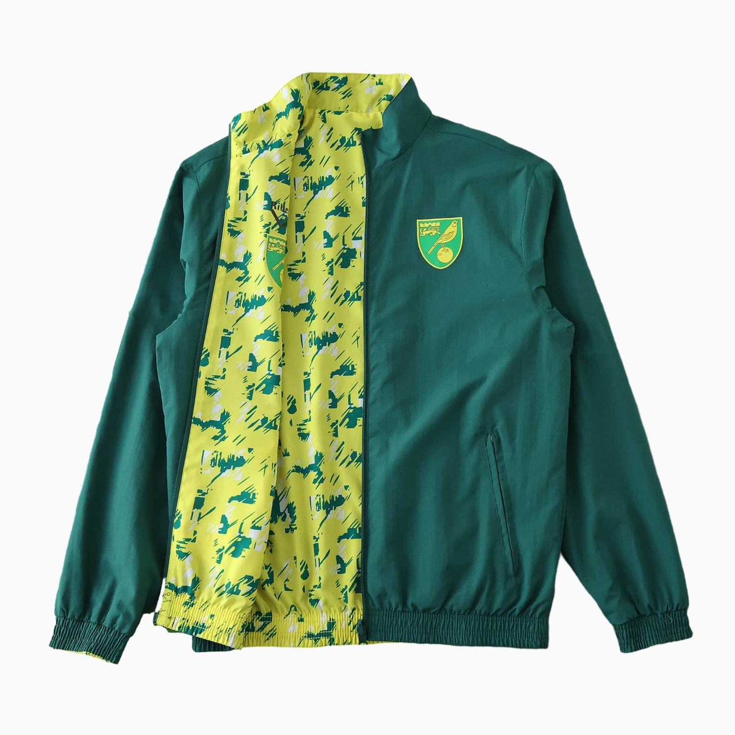 TKH-turbokithub-Norwich City 1992-94 Retro Style Double Sided Reversible Windbreaker - Green & Yellow