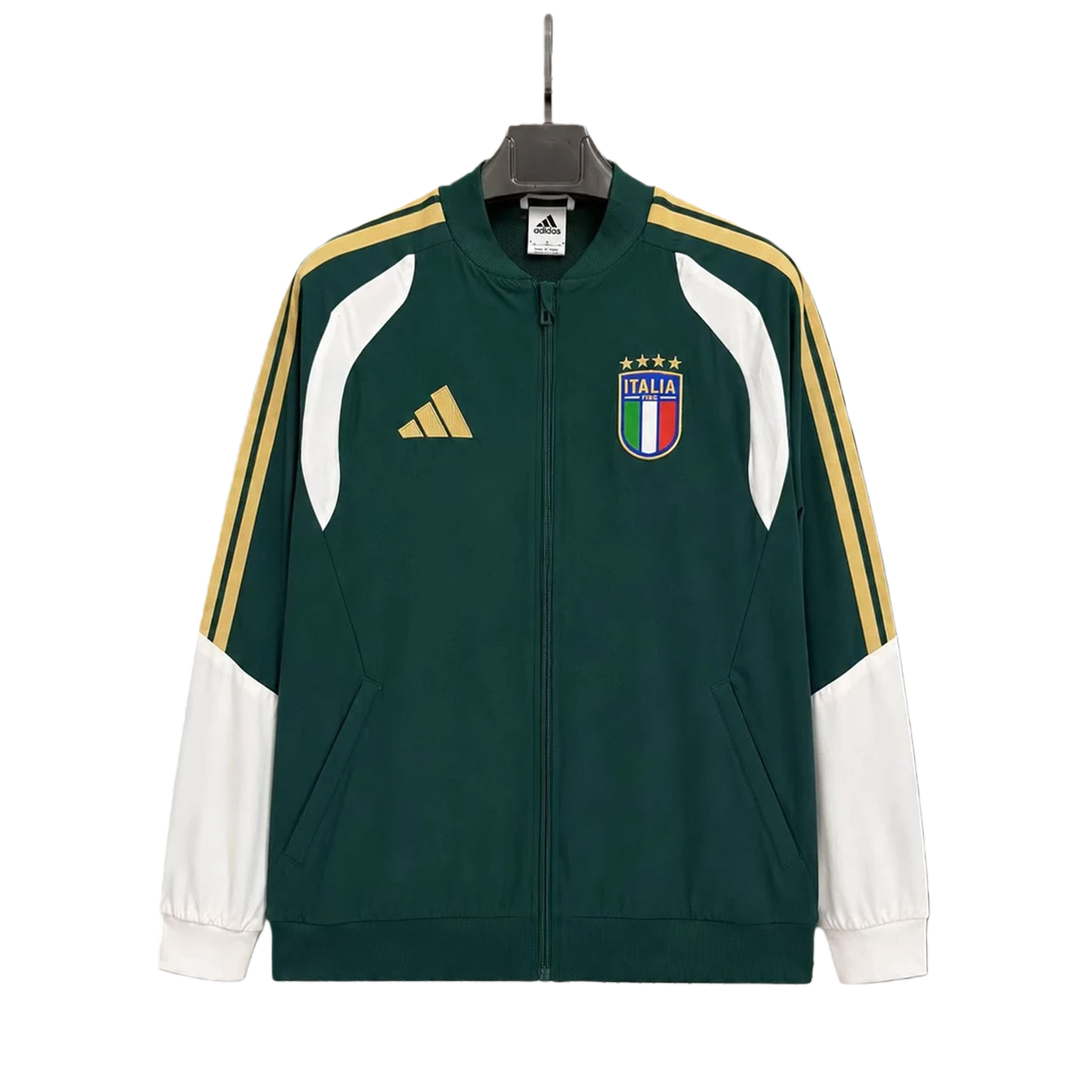 TKH-turbokithub-Italy 2026 Retro Style Windbreaker Jacket - Dark Green With White Sleeves