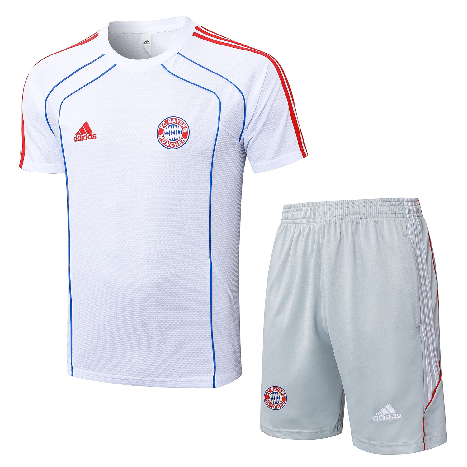TKH-turbokithub-Bayern Munich 25-26 Short-Sleeve Training Set - White Throwback Top & Grey Shorts