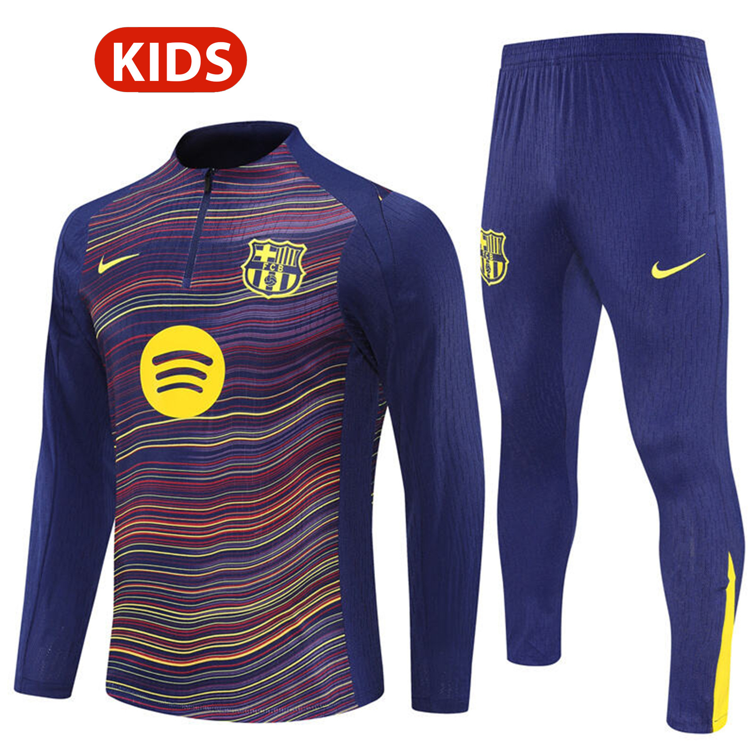 TKH-turbokithub-Barcelona 25-26 Kids Long Sleeve Training Set - Purple Camouflage Top & Blue Pants