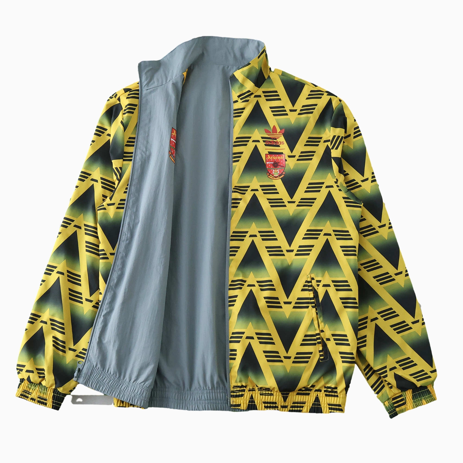 TKH-turbokithub-Retro Arsenal 1991-93 Away Double Sided Reversible Windbreaker - Yellow & Grey