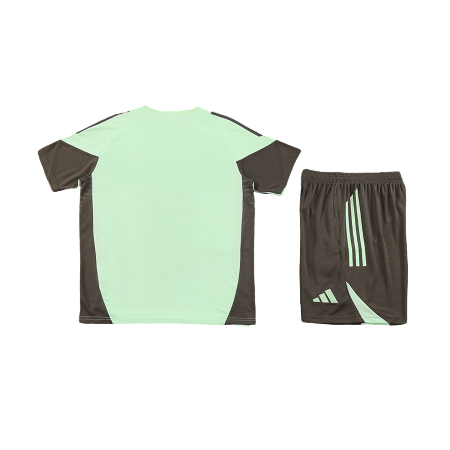 TKH-turbokithub-Real Madrid 25-26 Kids Short-Sleeve Training Set - Light Green Top and Dark Khaki Shorts
