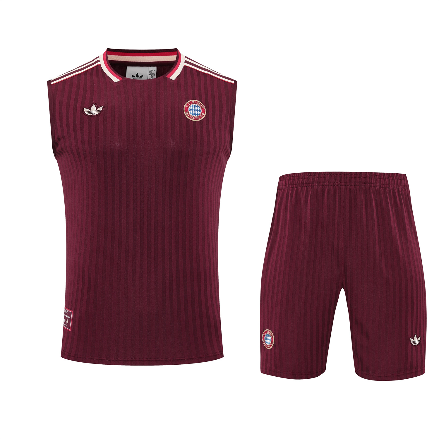 TKH-turbokithub-Bayern Munich 25-26 Vest Training Set - Wine Red Lines Vest & Wine Red Lines Shorts