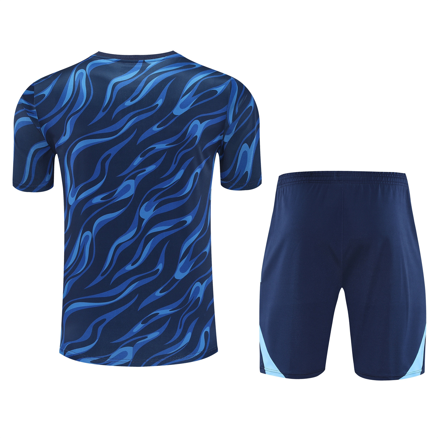TKH-turbokithub-Real Madrid 25-26 Short-Sleeve Training Set - Blue Water Pattern Top & Deep Blue Shorts