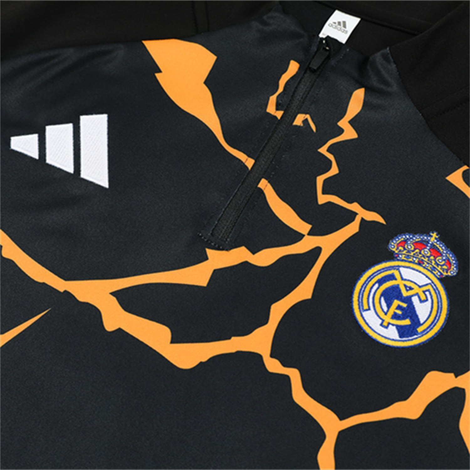 TKH-turbokithub-Real Madrid 25-26 Kids Long Sleeve Training Set - Player Version - Yellow Pattern Black Top and Black Pants