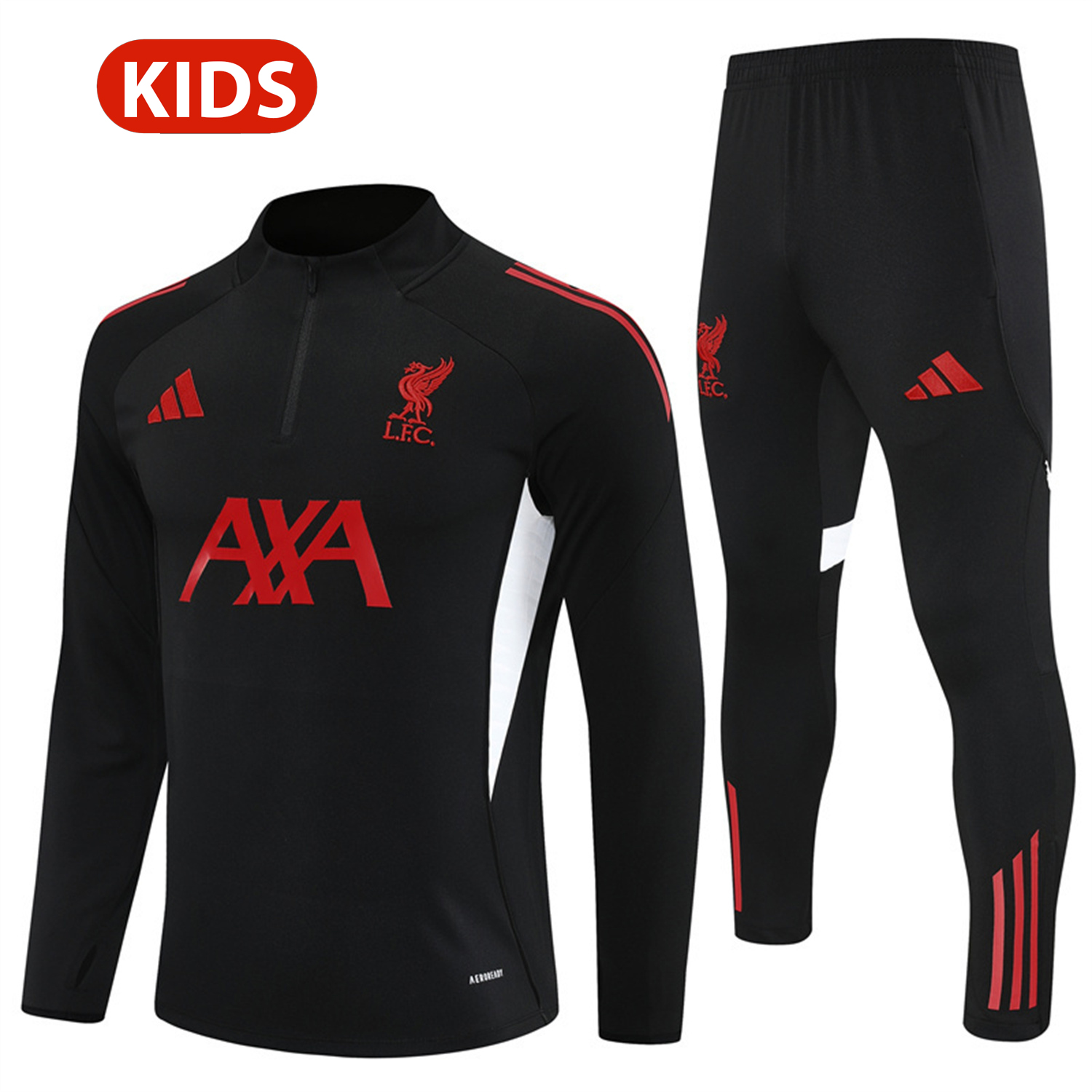 TKH-turbokithub-Liver.pool 25-26 Kids Long Sleeve Training Set - Black Top & Black Pants