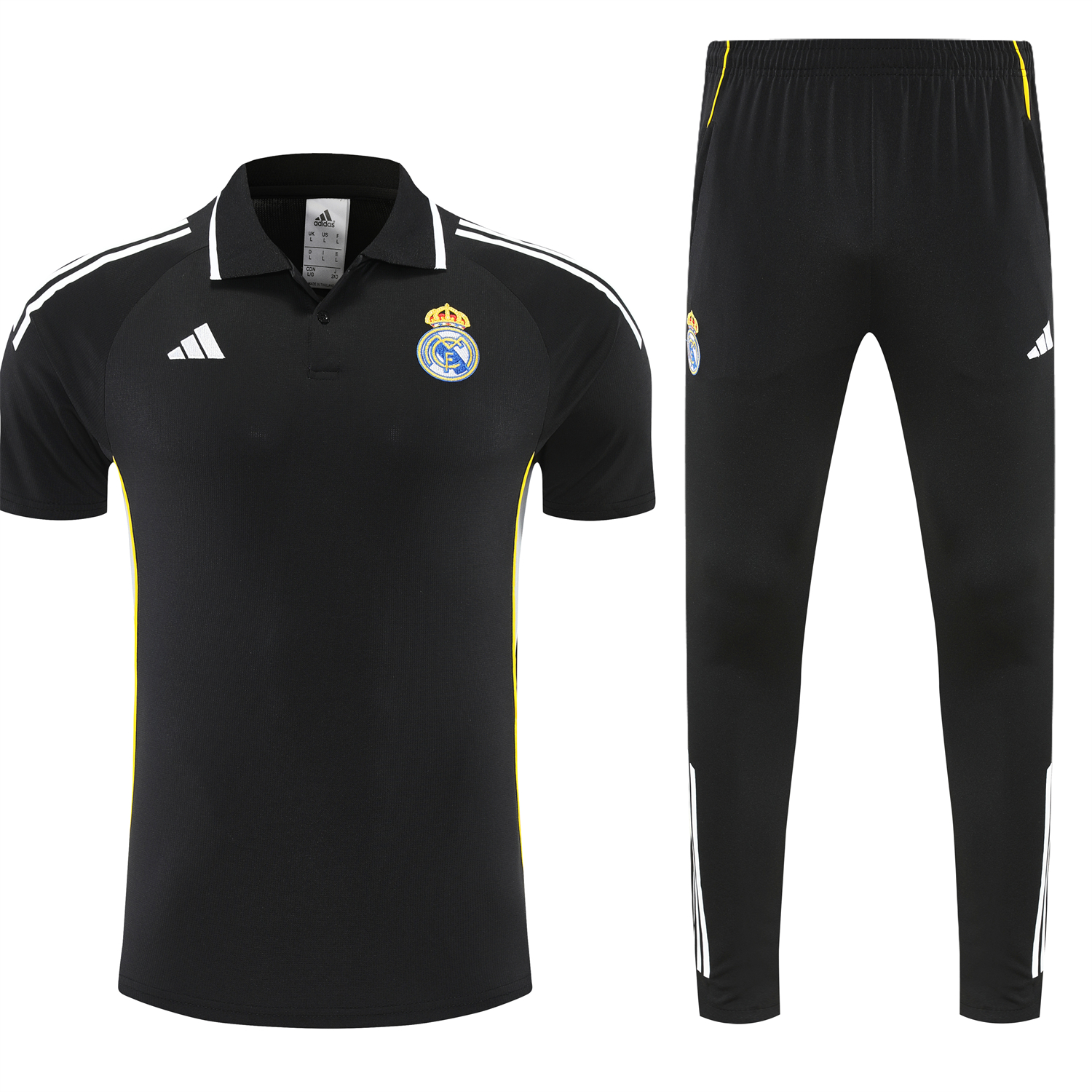 TKH-turbokithub-Real Madrid 25-26 POLO Short-Sleeve Training Set - Black Top and Black Pants