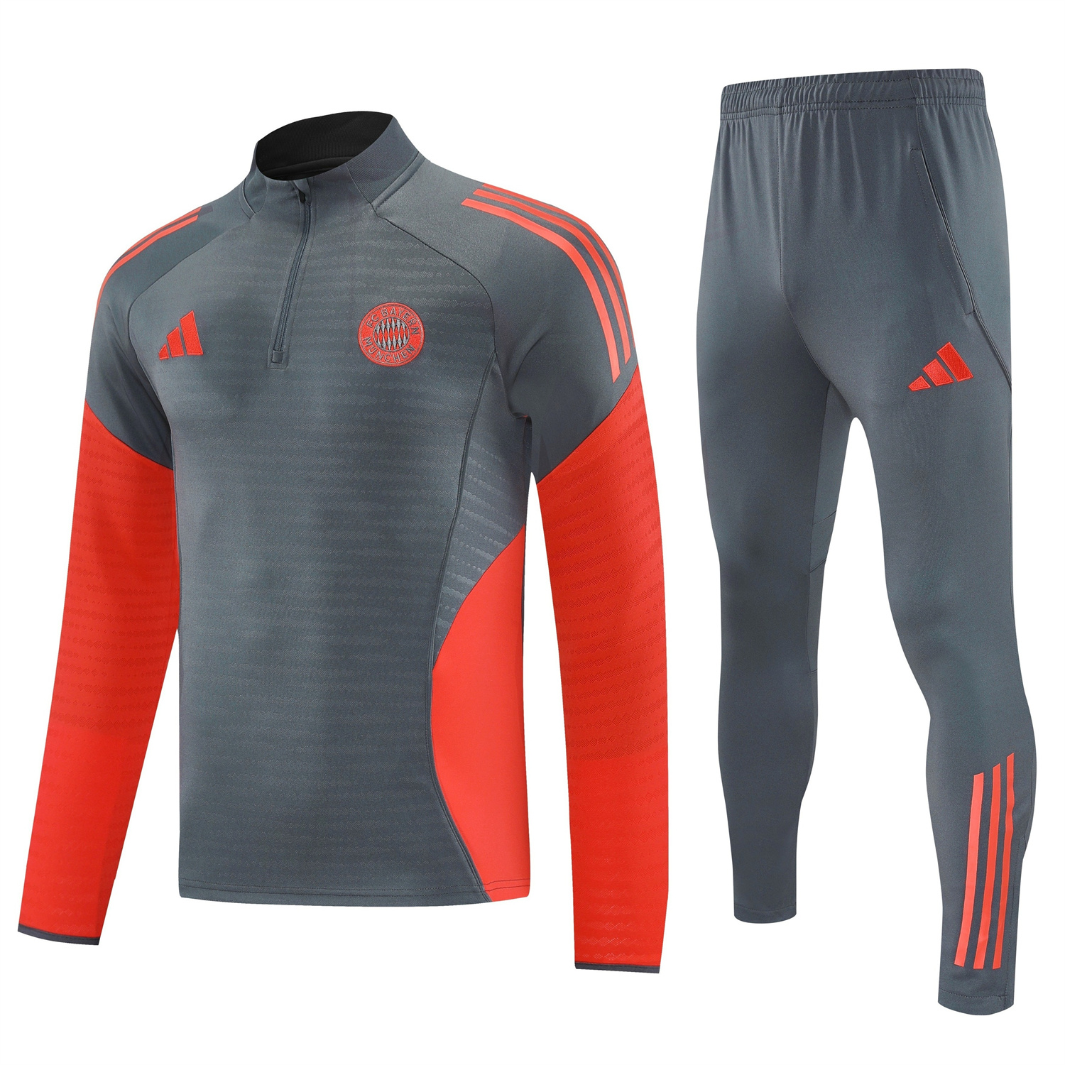 TKH-turbokithub-Bayern Munich 25-26 Long Sleeves Training Set - Dark Grey And Red Top & Pants