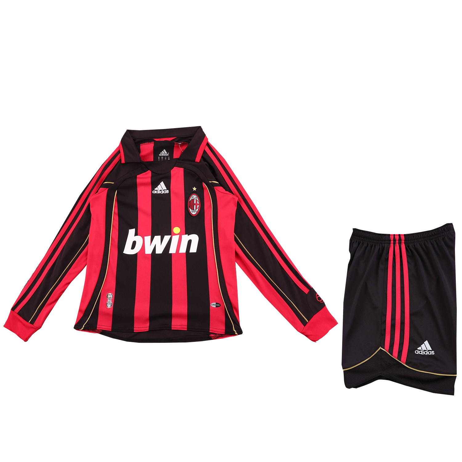 TKH-turbokithub-Retro AC Milan 2006-07 Home Long Sleeves Kids Kit