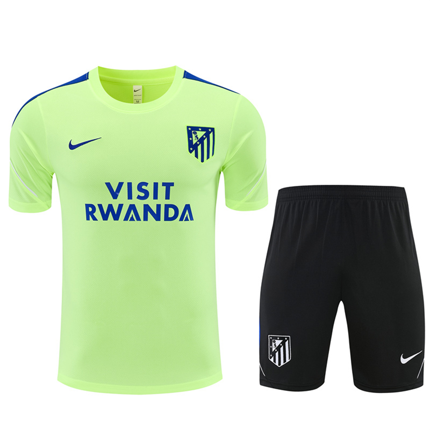 TKH-turbokithub-Atletico Madrid 26-27 Short-Sleeve Training Set - Green Top and Black Shorts