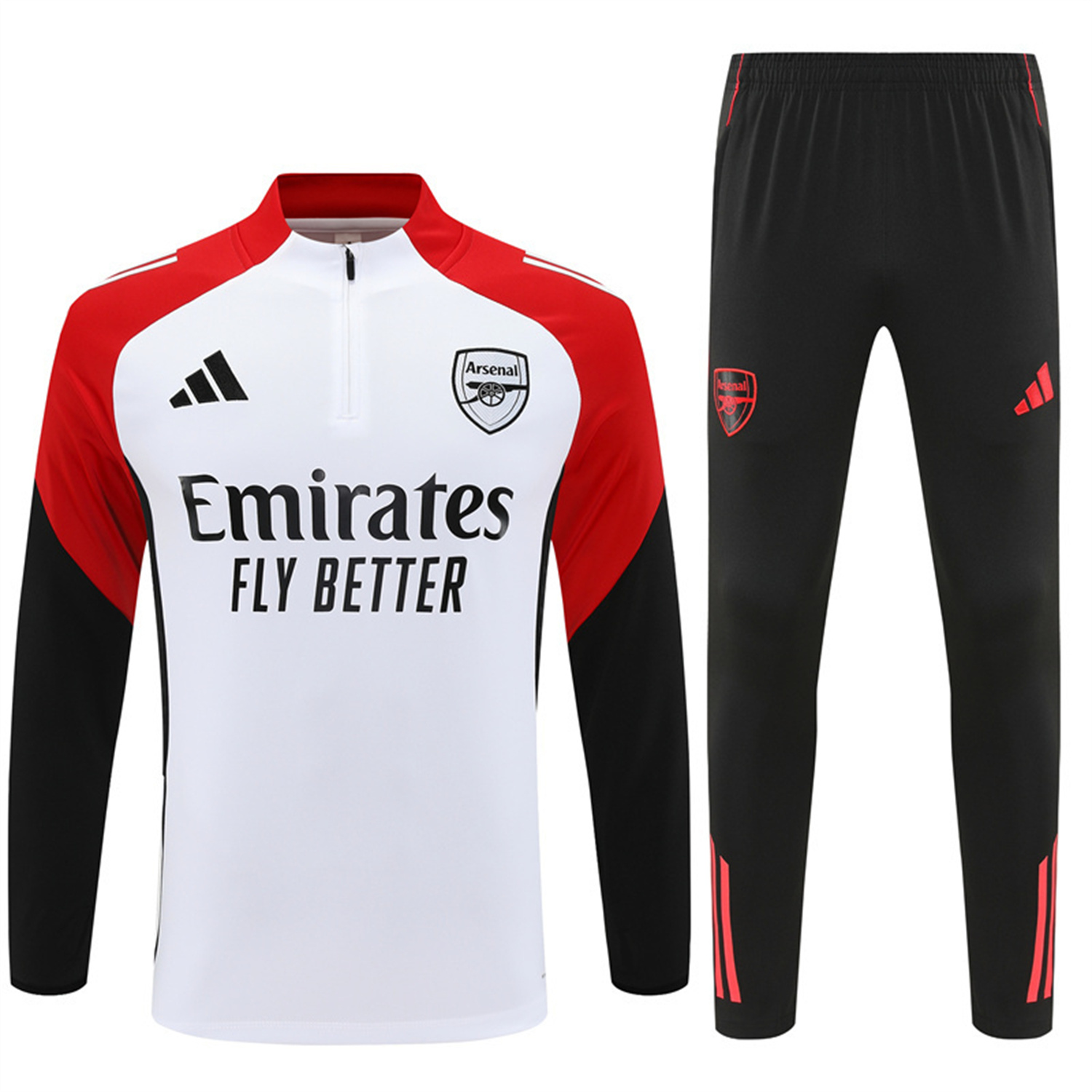 TKH-turbokithub-Arsenal 25-26 Long Sleeve Training Set - White Top & Black Pants