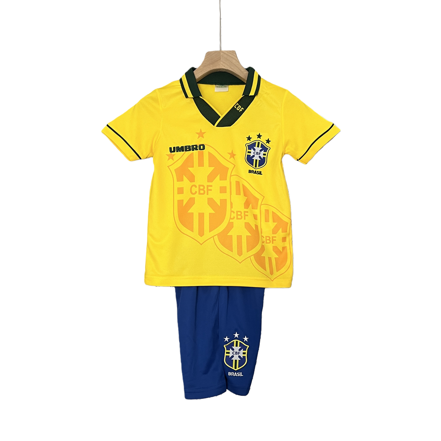 TKH-turbokithub-Retro Brazil 1993-94 Home Stadium Kids Kit