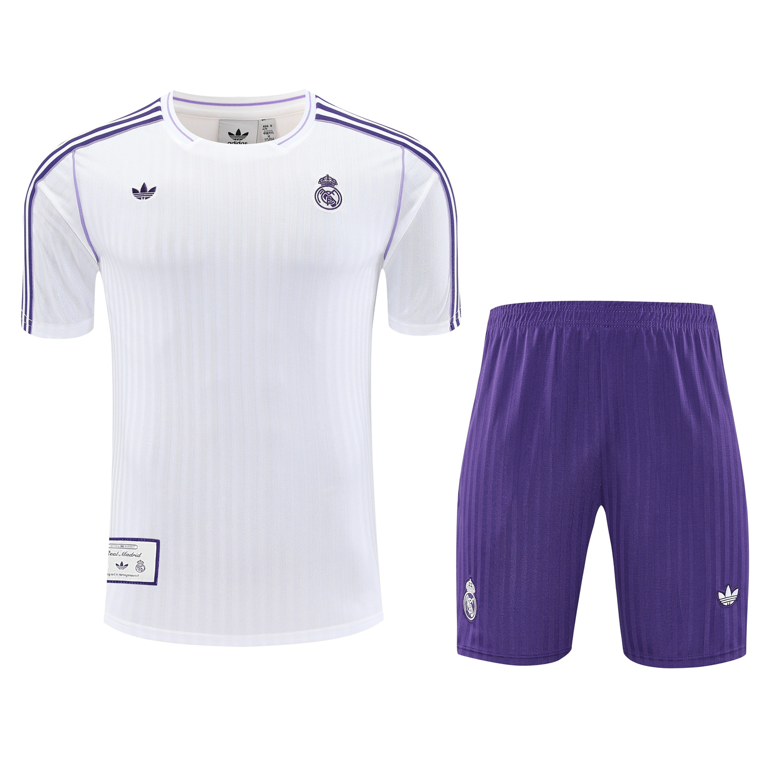TKH-turbokithub-Real Madrid 25-26 Short-Sleeve Training Set - Purple And White Top & Purple Shorts
