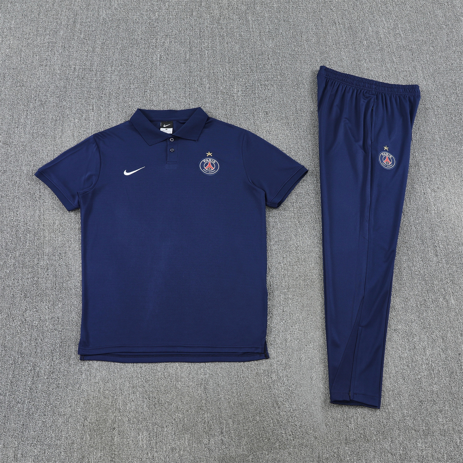 TKH-turbokithub-Paris Saint-Germain PSG 25-26 POLO Short-Sleeve Training Set - Dark Blue Top and Pants