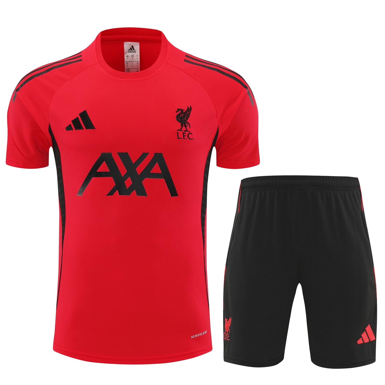 TKH-turbokithub-Liver.pool 25-26 Short-Sleeve Training Set - Red With Black Top & Black Shorts