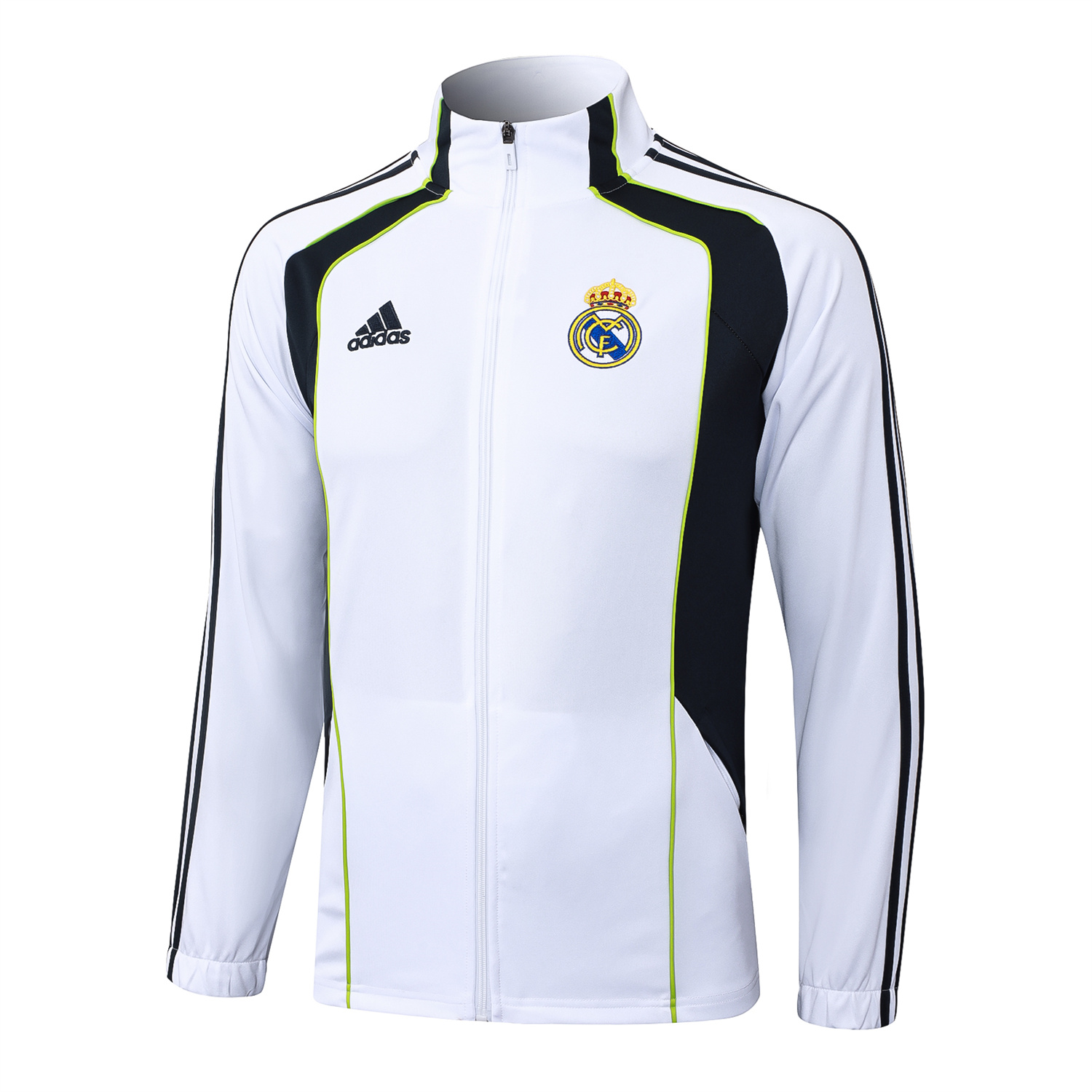 TKH-turbokithub-Real Madrid 25-26 Jacket Training Tracksuit - White Throwback Jackets & Black Pants