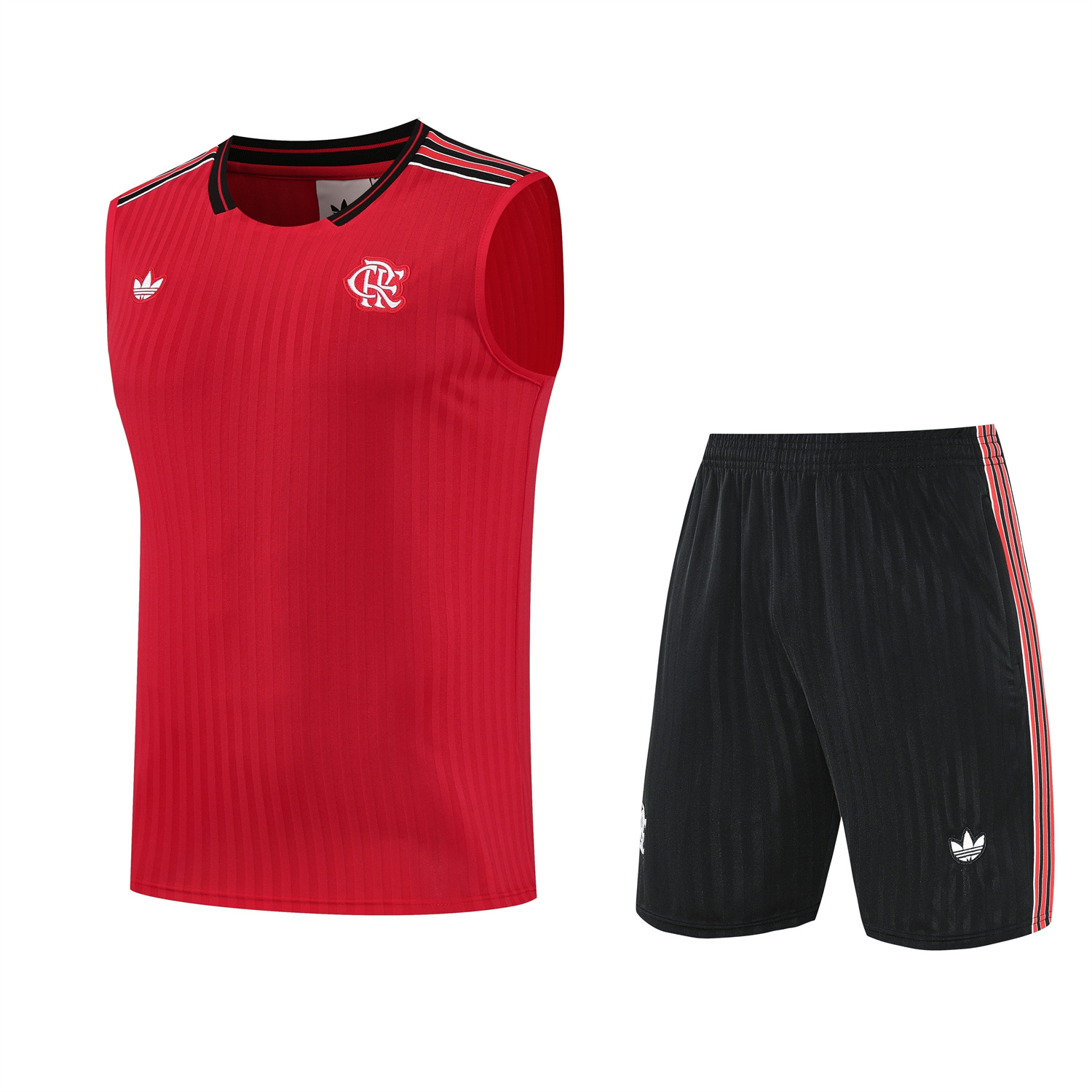TKH-turbokithub-Flamengo 25-26 Short-Sleeve Training Set - Red Vest & Black Shorts