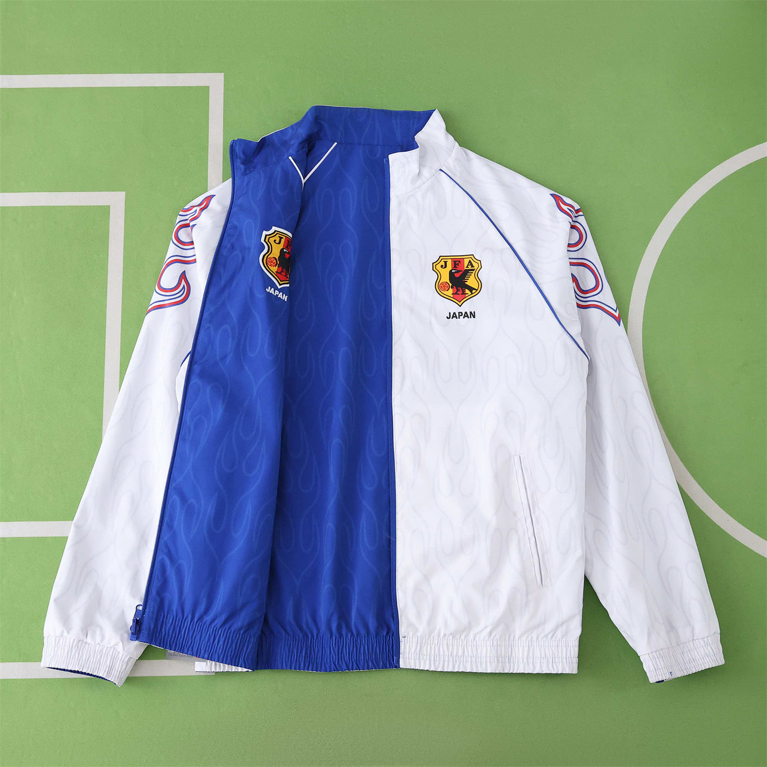 TKH-turbokithub-Retro Japan 1998 Throwback Double Sided Reversible Windbreaker - White & Blue