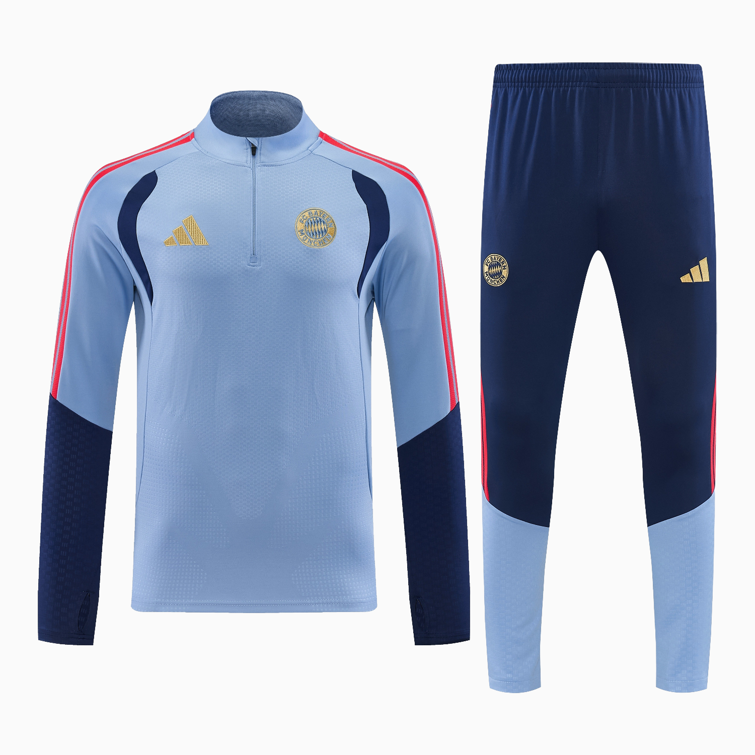 TKH-turbokithub-Bayern Munich 26-27 Long Sleeves Training Set - Light Blue Top and Dark Blue Pants