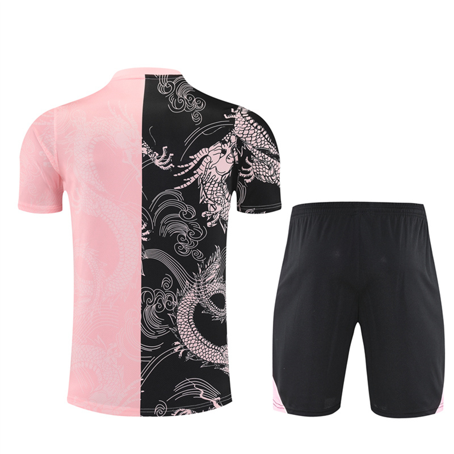 TKH-turbokithub-Real Madrid 25-26 Kid Short-Sleeve Training Set - Pink Black Top & Black Shorts