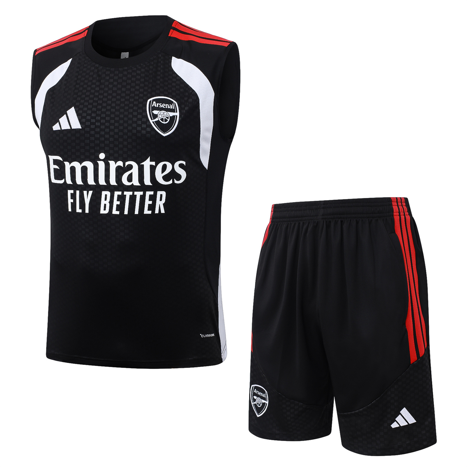 TKH-turbokithub-Arsenal 26-27 Vest Training Set - Red Edge Black Vest & Shorts