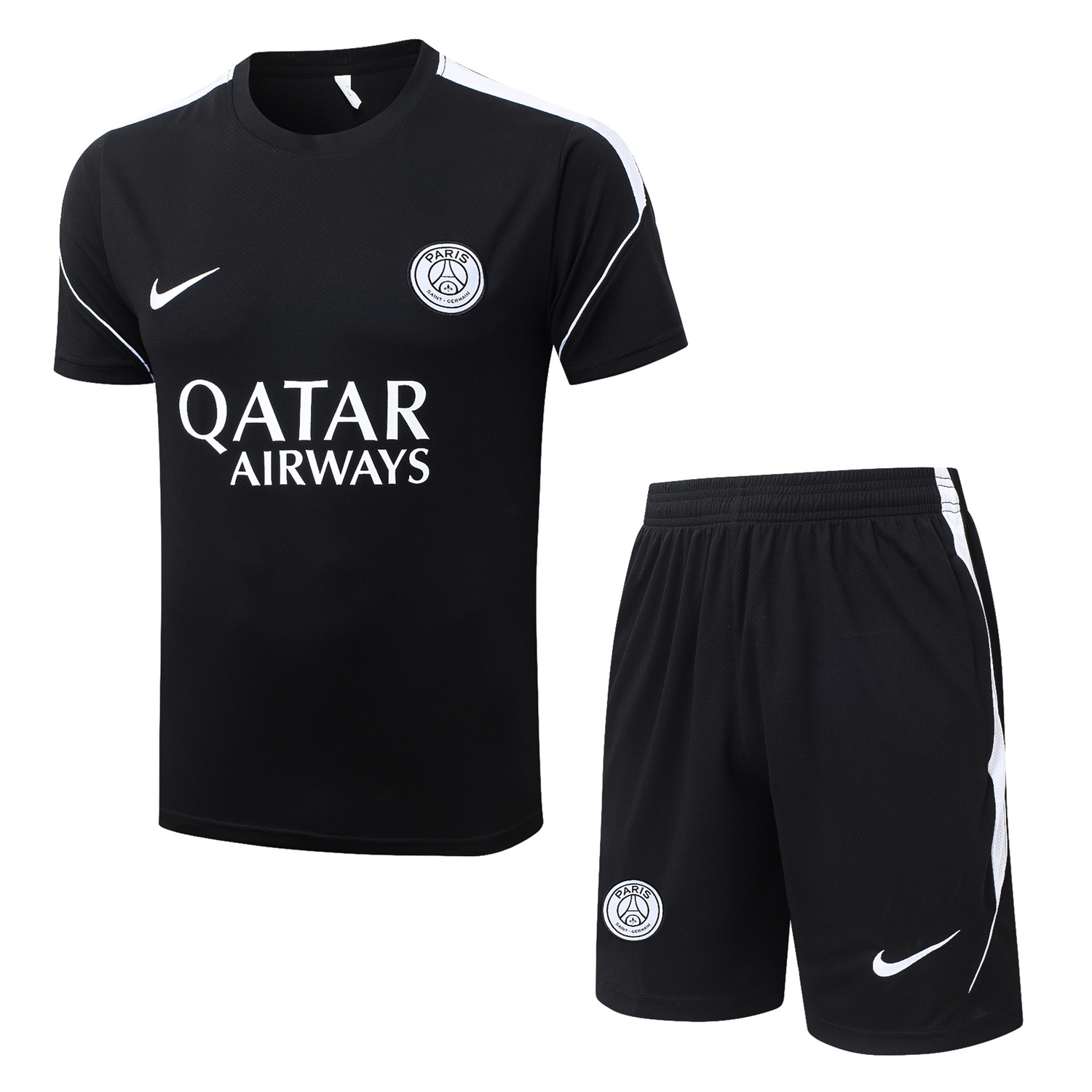 TKH-turbokithub-Paris Saint-Germain PSG 26-27 Short-Sleeve Training Set - White Border Black Top & Shorts