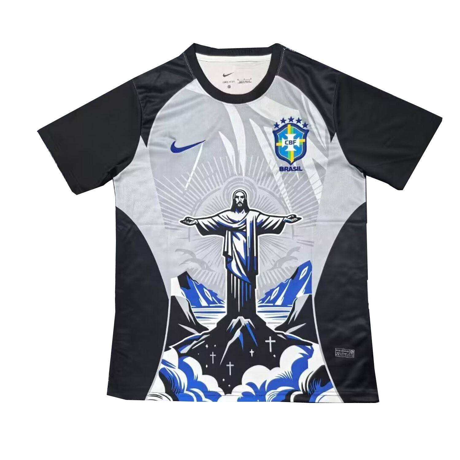 TKH-turbokithub-Brazil 25-26 Jesus Grey And Black Jersey - Fans Version